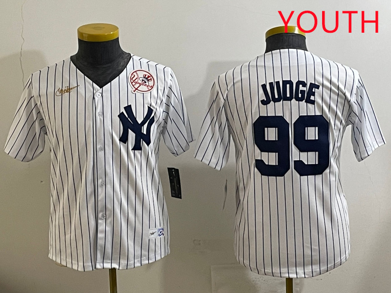 Youth New York Yankees #99 Judge White 2025 Nike MLB jersey style 2